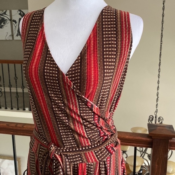 Lauren Ralph Lauren Sleeveless Wrap Geometric Pattern Sharkbite Hem Dress S - Picture 3 of 7